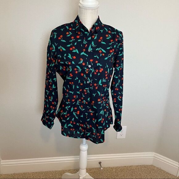 J. Crew Cherry Button Down Size Medium - Picture 1 of 5